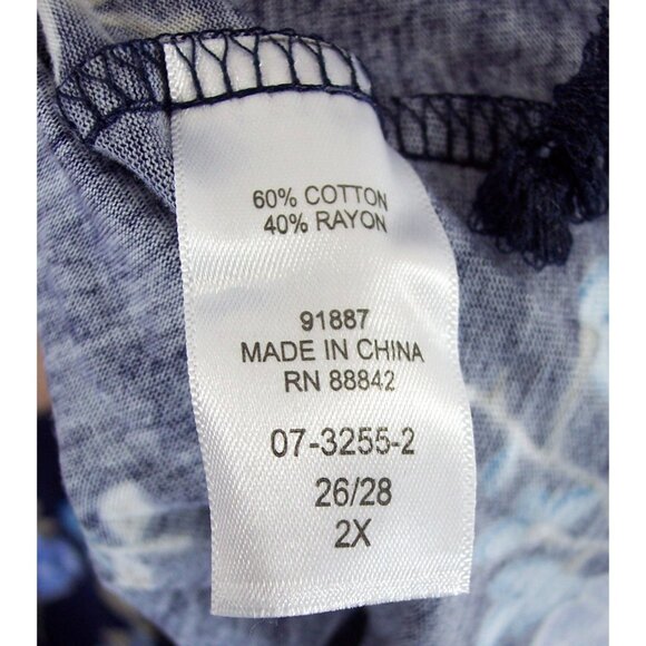 NEW Woman Within 2X 26/28 Navy Floral Short Sleeve Tunic Top - Picture 13 of 14